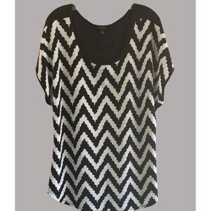 Espresso Women’s Plus Print Pull On Blouse Black/White Size 3X